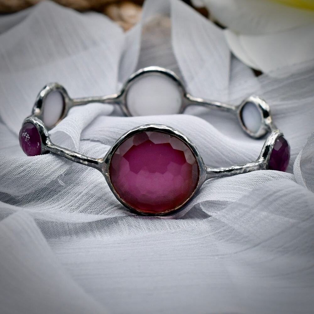 Authentic Ippolita 925 6 Stone Rock Candy Amethyst Bangle Bracelet Retail 950